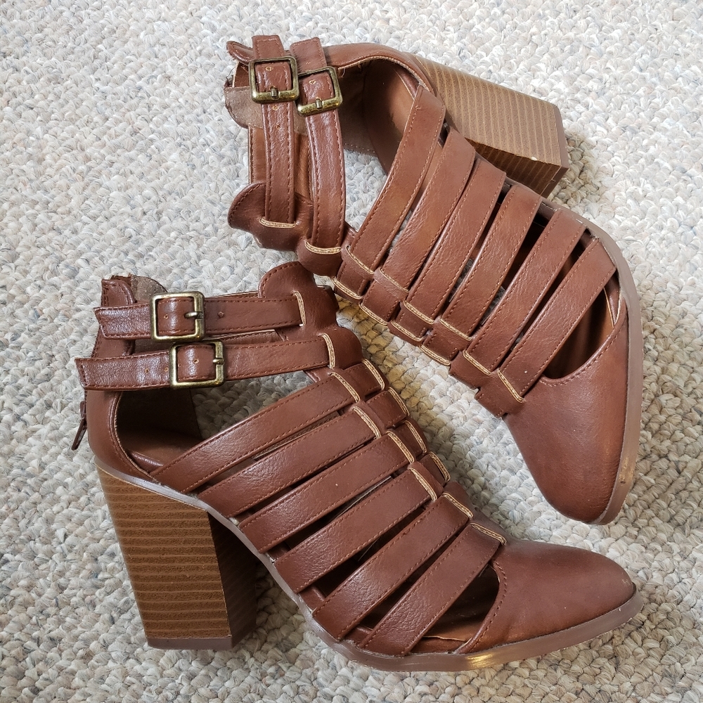 "Hannah" sandal heeled booties
